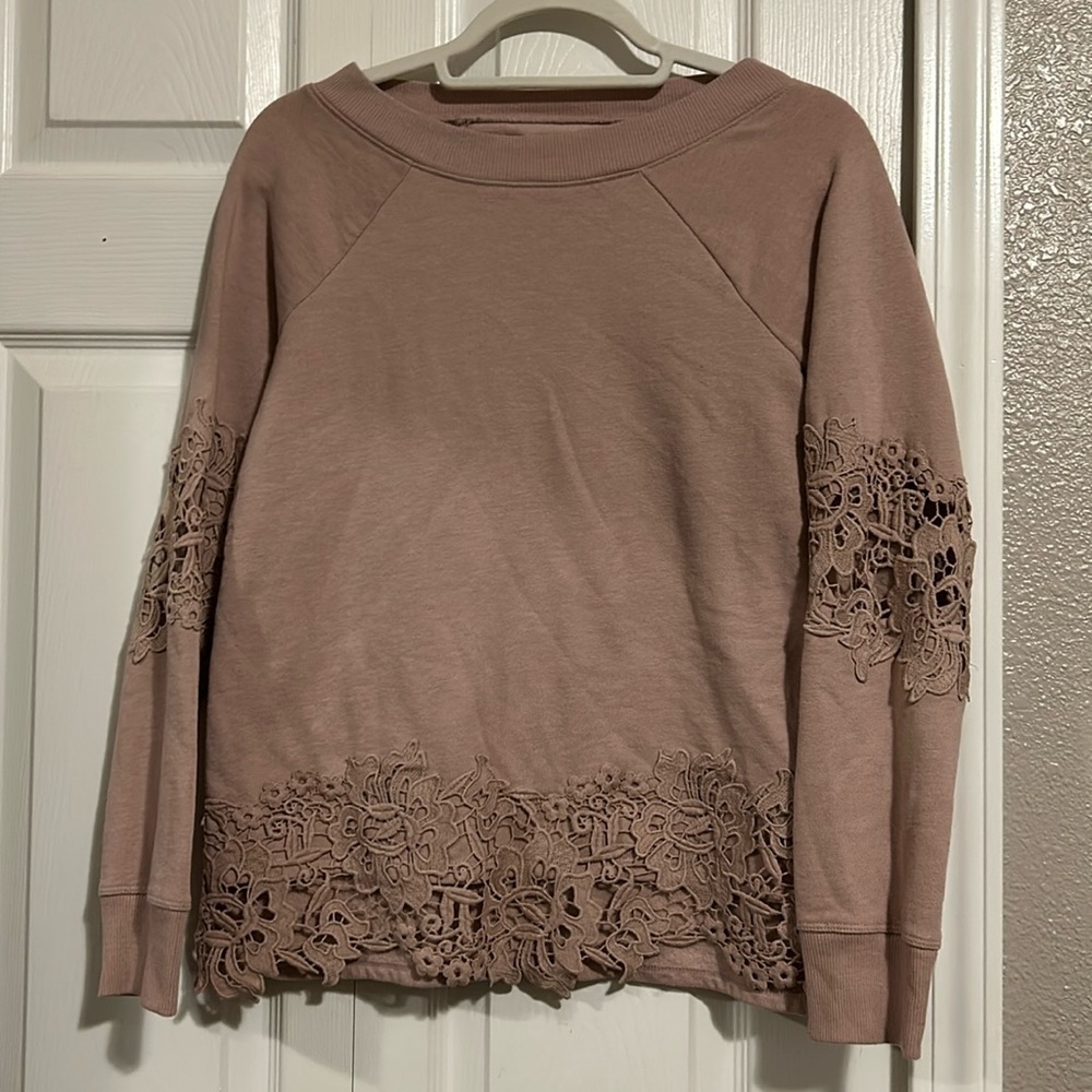 Maurices Crocheted Hem Pullover Sweatshirt Size XS